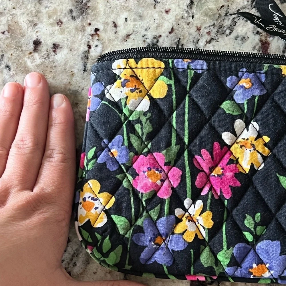 Vera Bradley Black Floral Quilted Pouch